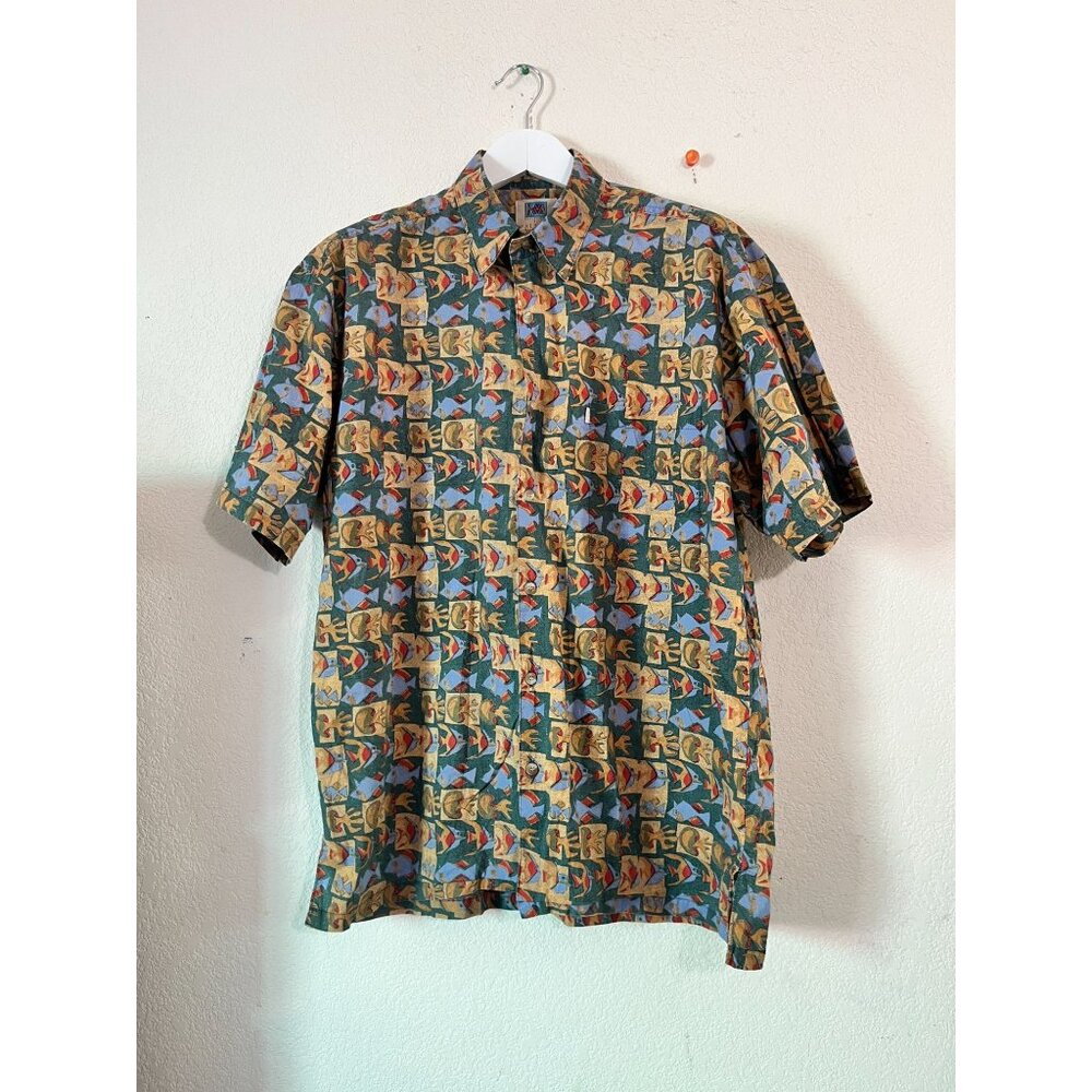 Vintage Avi Collection by Kahala Mens Button Up Hawaiian Shirt Large Multicolor